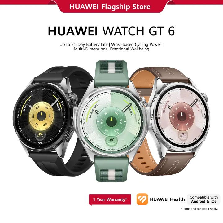 HUAWEI WATCH GT 6 46 mm | Wrist-based Cycling Power | Up to 21-Day Battery Life | Multi-Dimensional Emotional Wellbeing